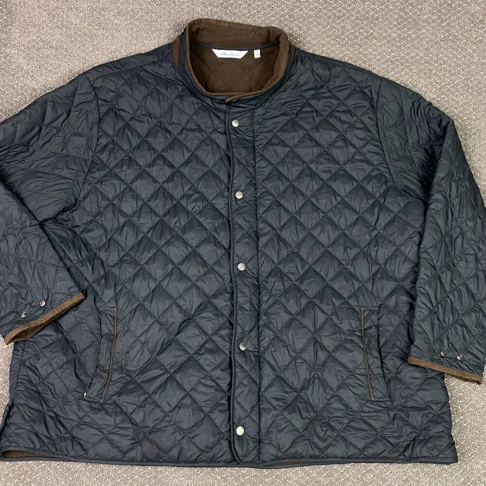 Peter Millar Suffolk Quilted Travel Coat Jacket Mens 4XL Black Golf Fleece Lined